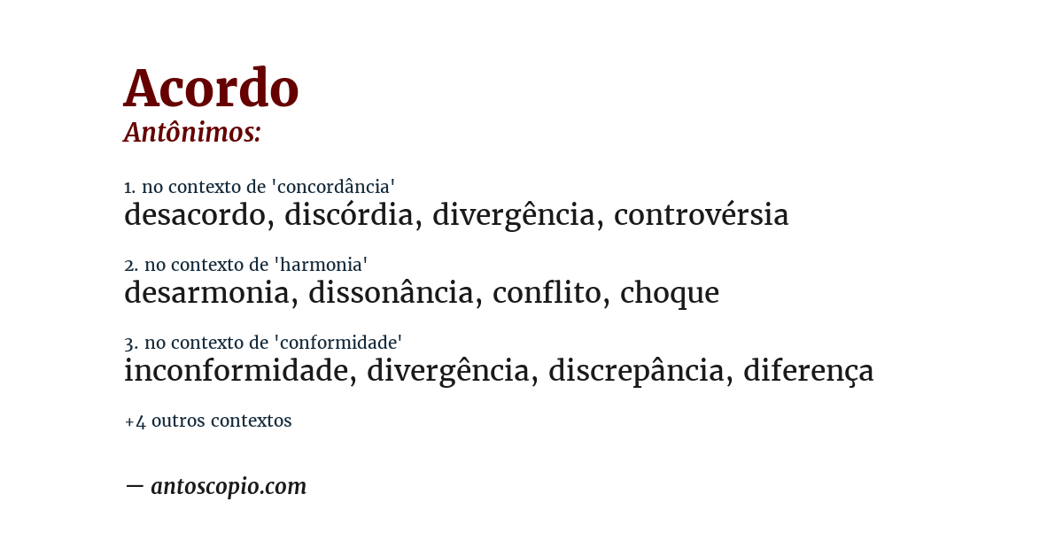 Antônimo de acordo