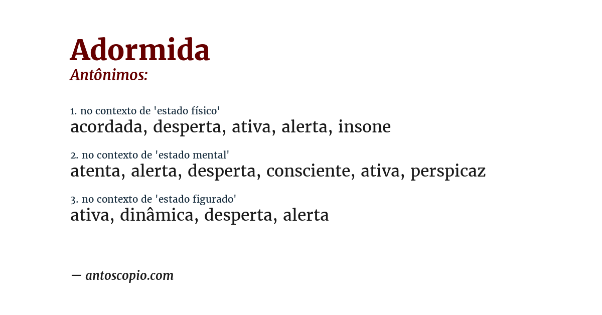 Antônimo de adormida