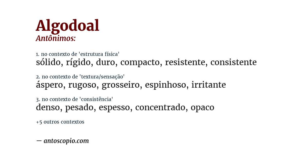 Antônimo de algodoal