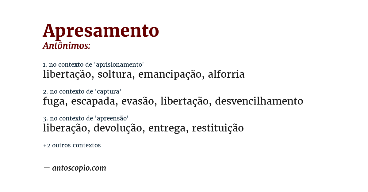 Antônimo de apresamento