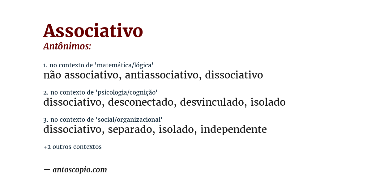 Antônimo de associativo