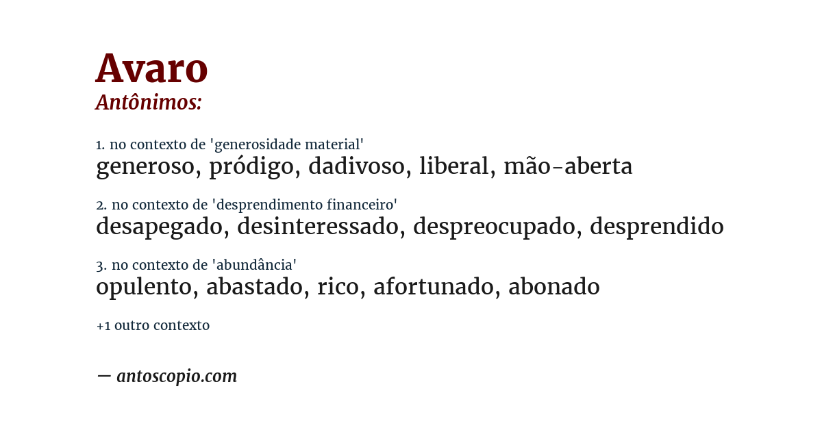 Antônimo de avaro