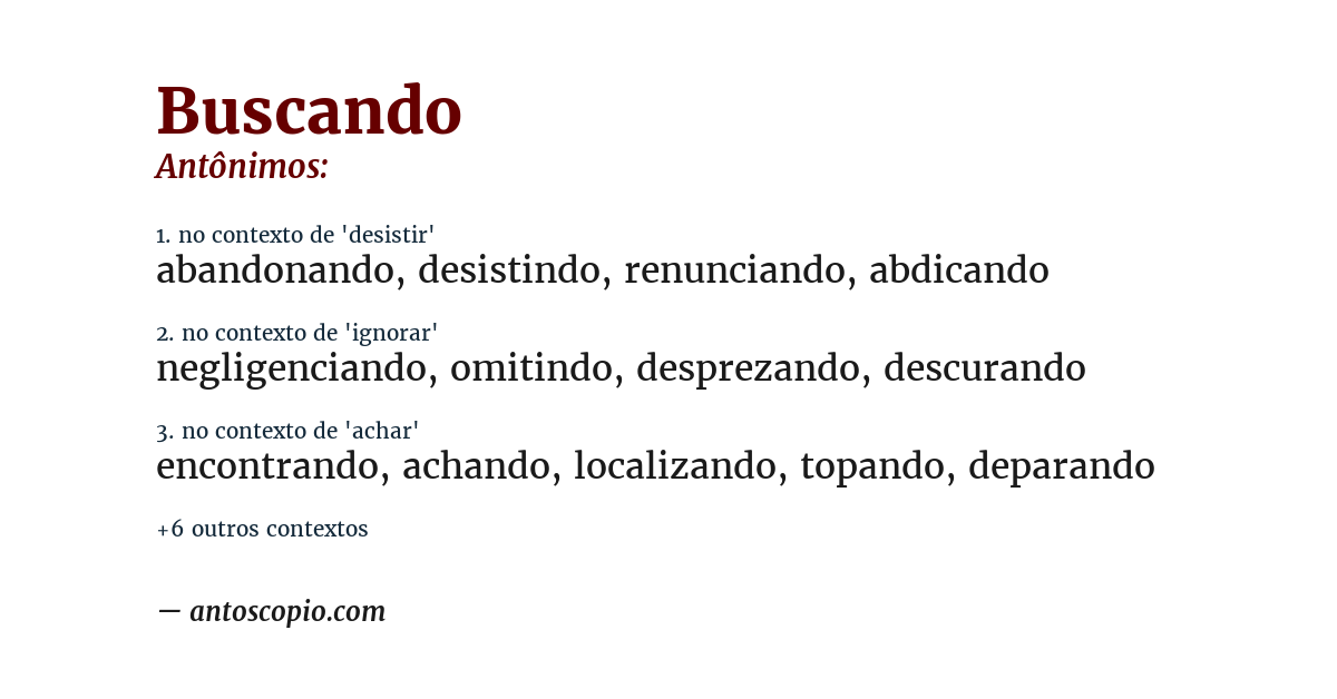 Antônimo de buscando