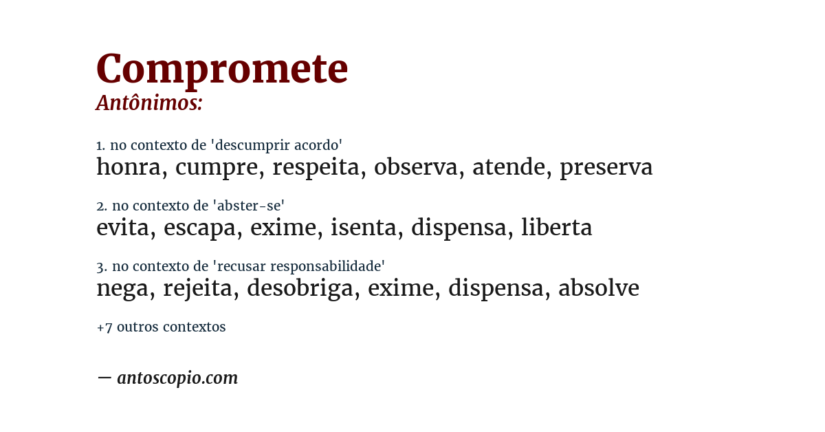 Antônimo de compromete