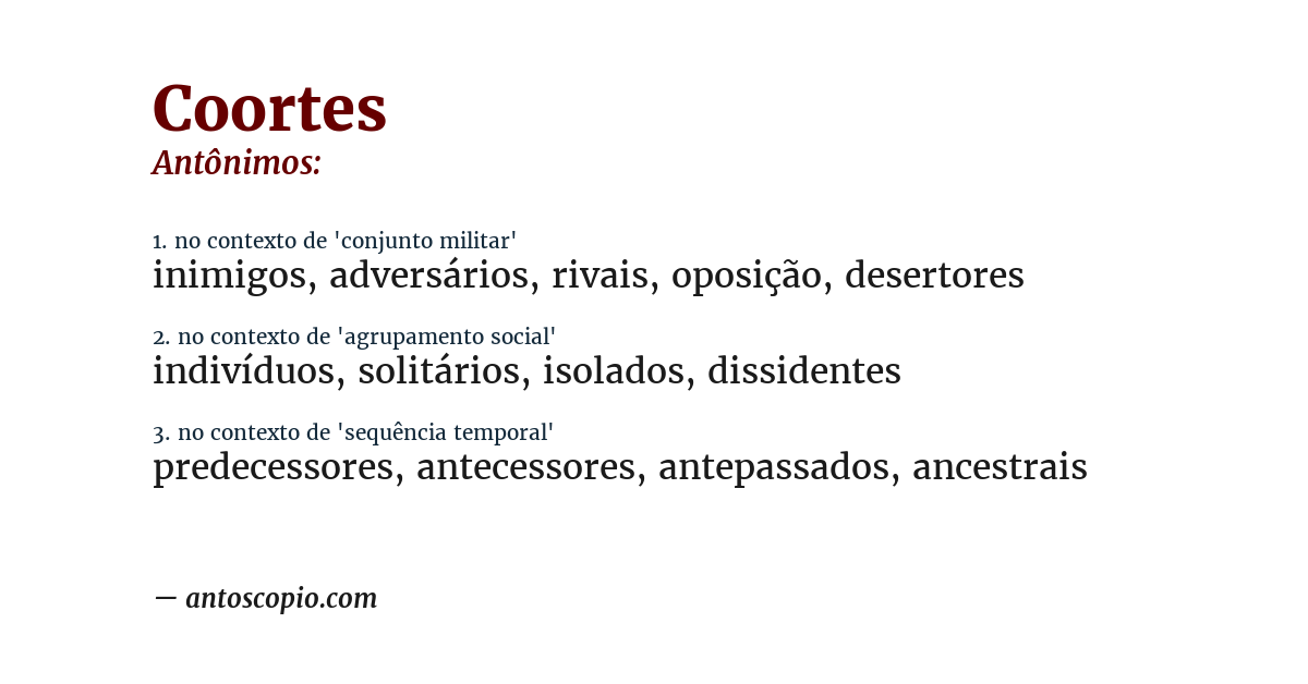 Antônimo de coortes
