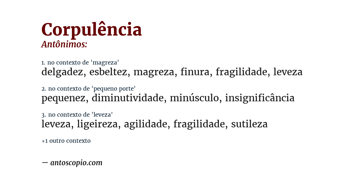 Antônimo de corpulência