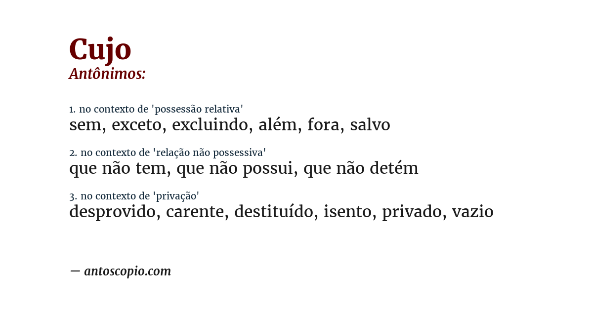 Antônimo de cujo