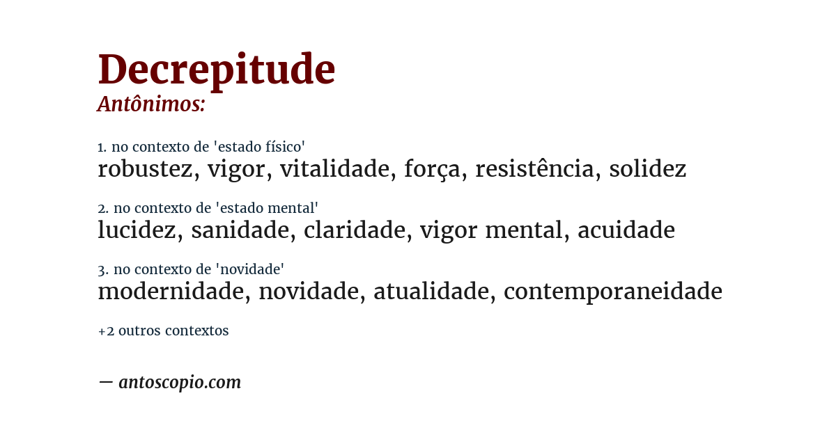 Antônimo de decrepitude