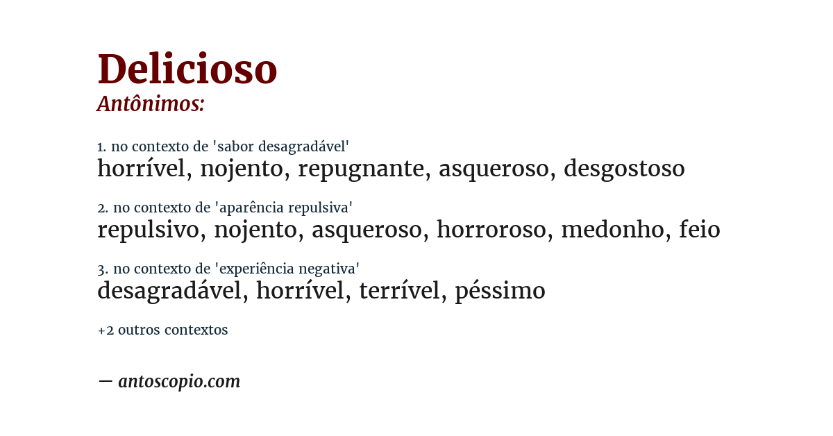 Antônimo de delicioso