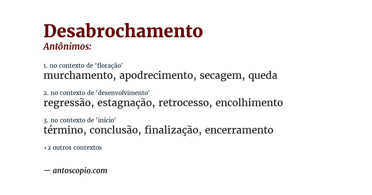 Antônimo de desabrochamento