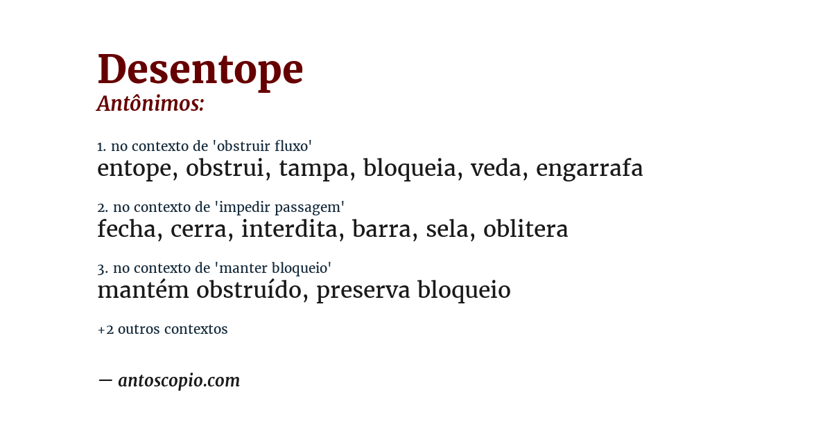 Antônimo de desentope