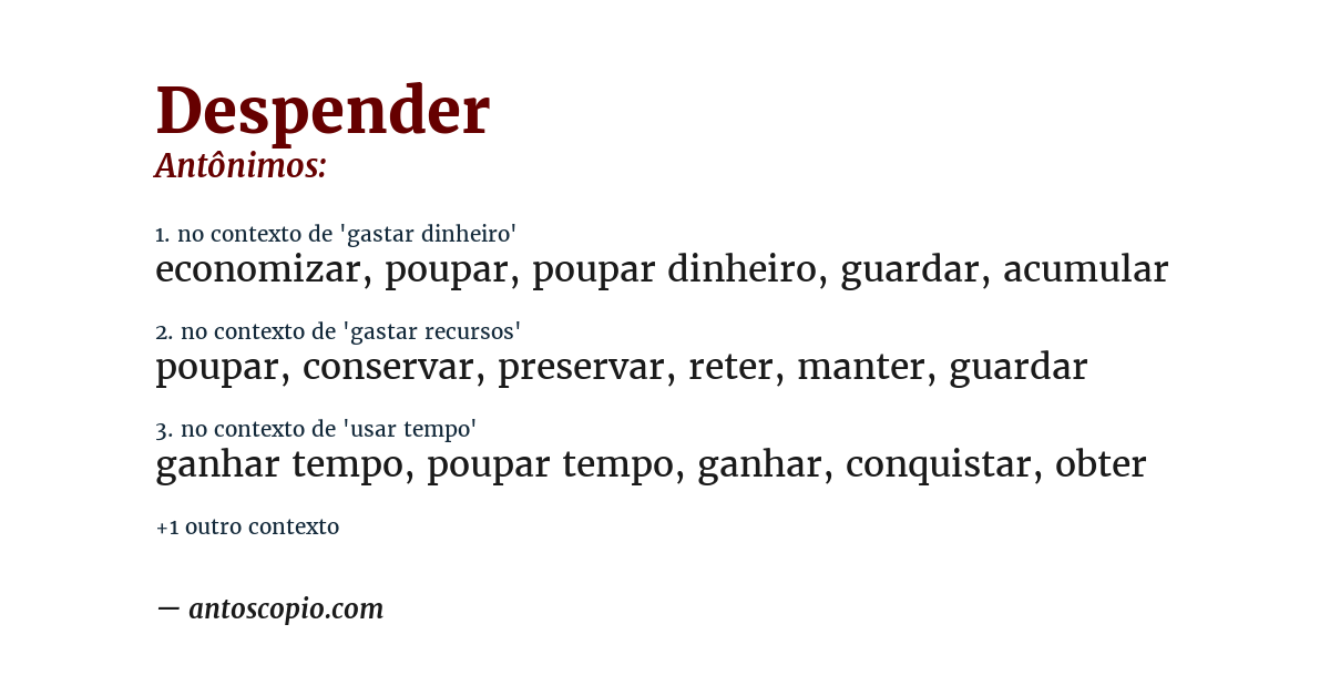 Antônimo de despender