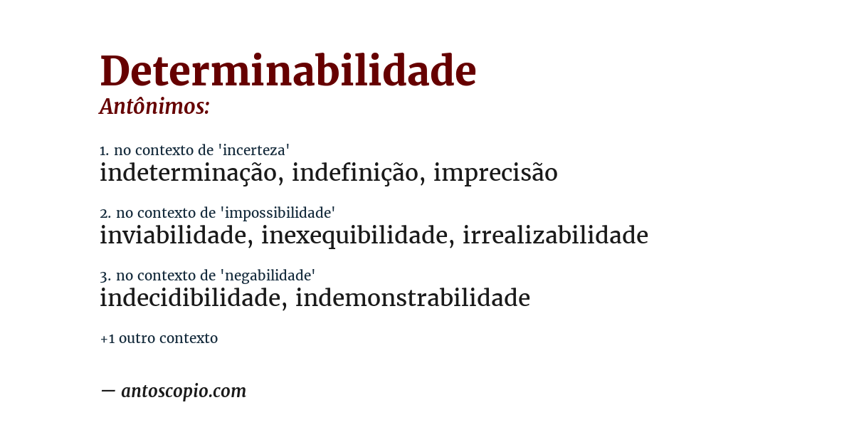 Antônimo de determinabilidade