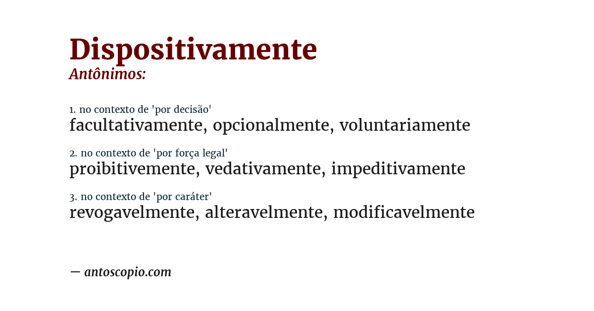 Antônimo de dispositivamente