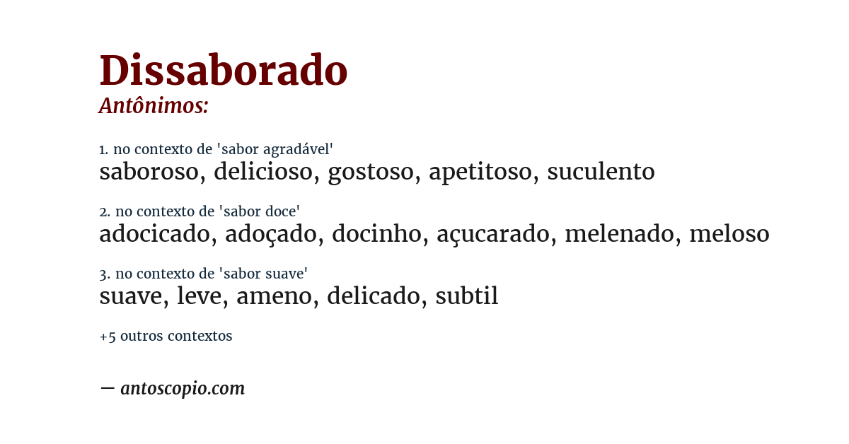 Antônimo de dissaborado