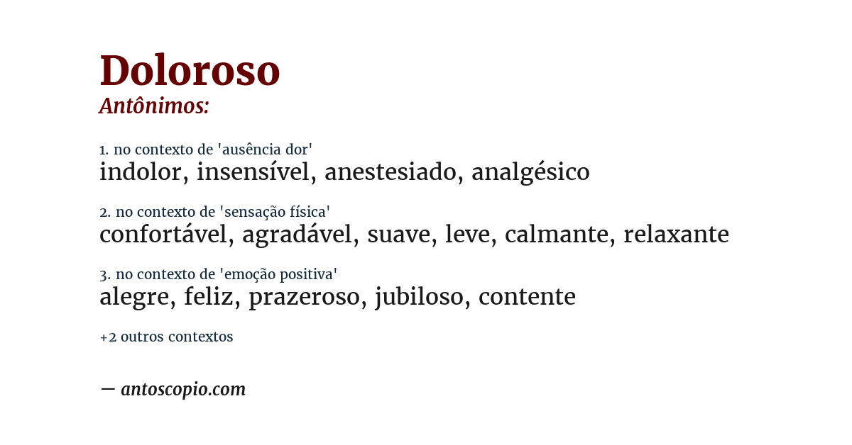 Antônimo de doloroso