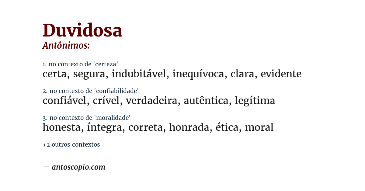 Antônimo de duvidosa