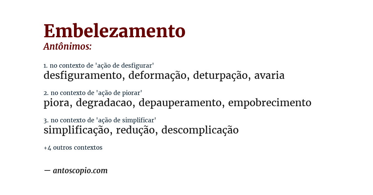 Antônimo de embelezamento