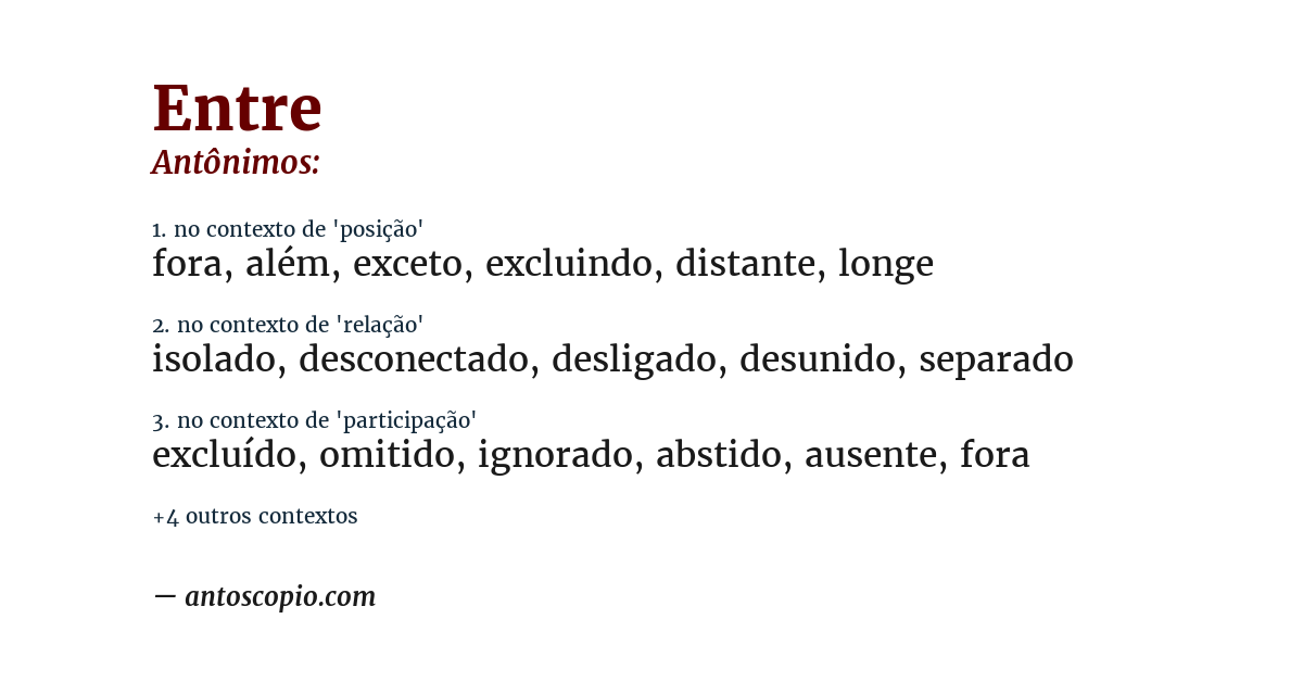 Antônimo de entre