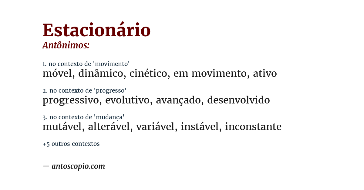 Antônimo de estacionário