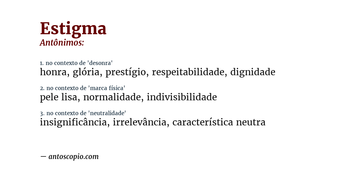 Antônimo de estigma