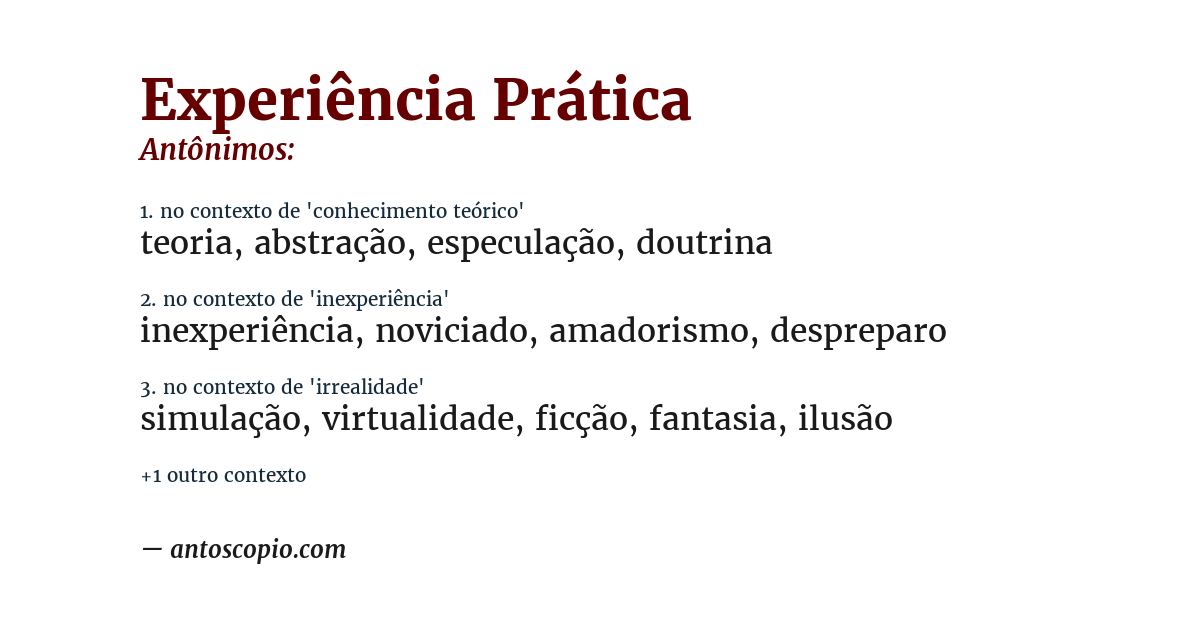 Antônimo de experiência prática