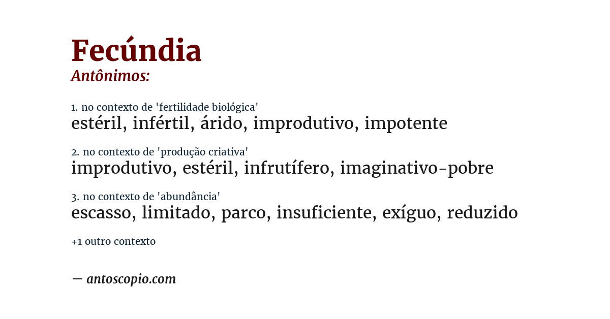 Antônimo de fecúndia