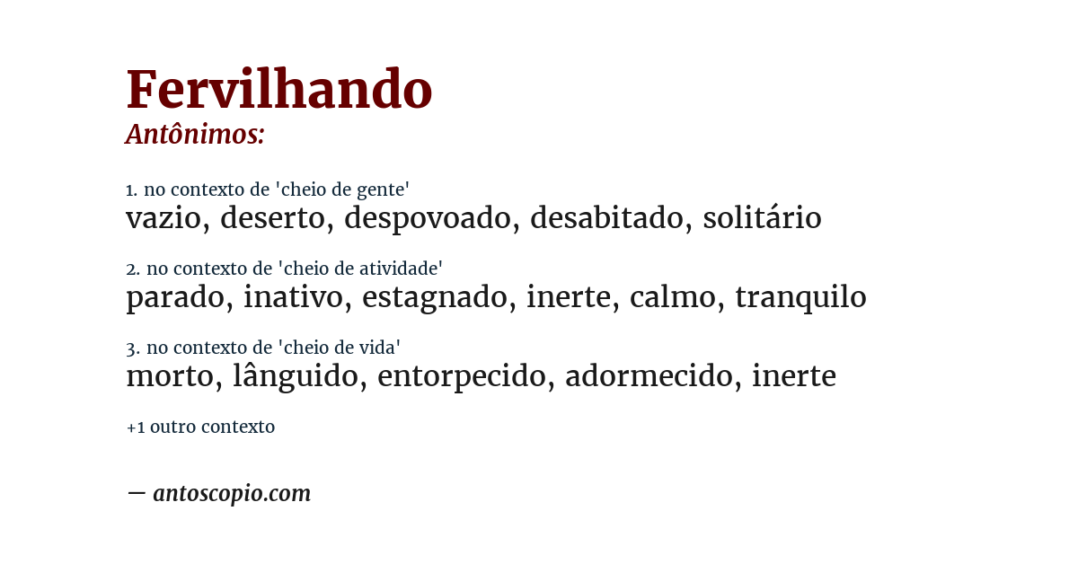 Antônimo de fervilhando