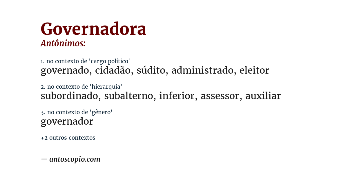 Antônimo de governadora