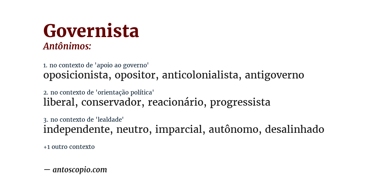 Antônimo de governista