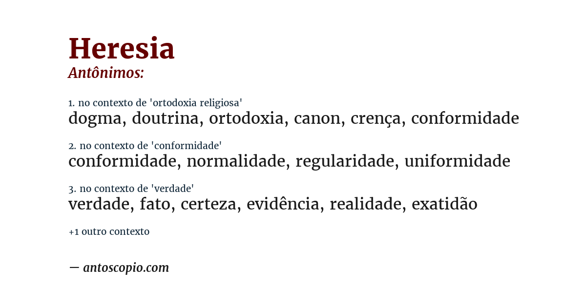 Antônimo de heresia