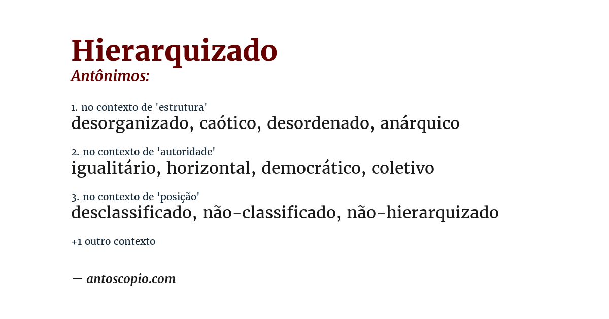 Antônimo de hierarquizado