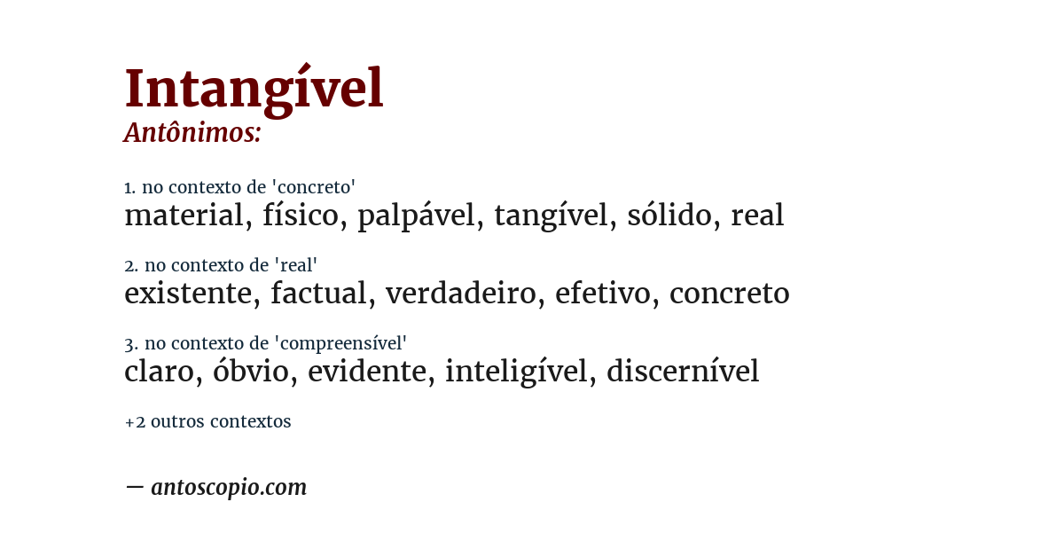 Antônimo de intangível