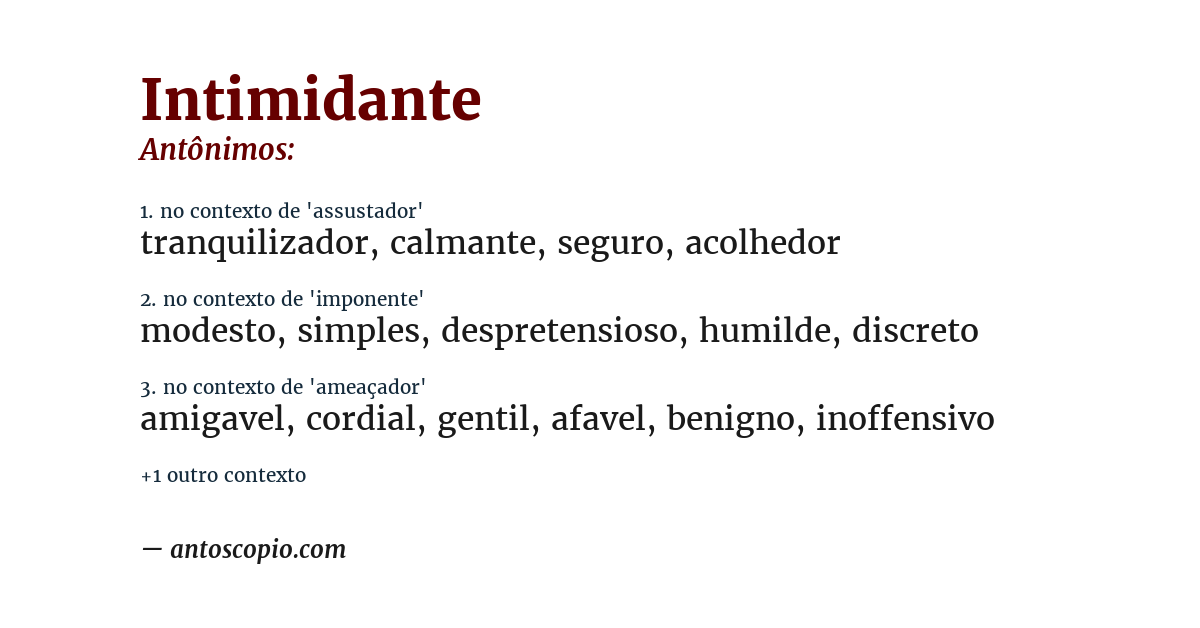Antônimo de intimidante
