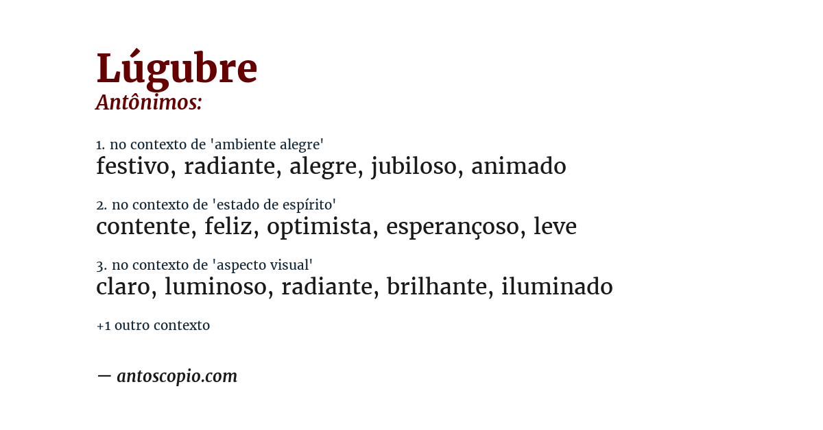 Antônimo de lúgubre