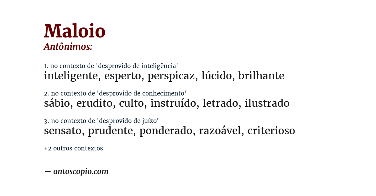 Antônimo de maloio