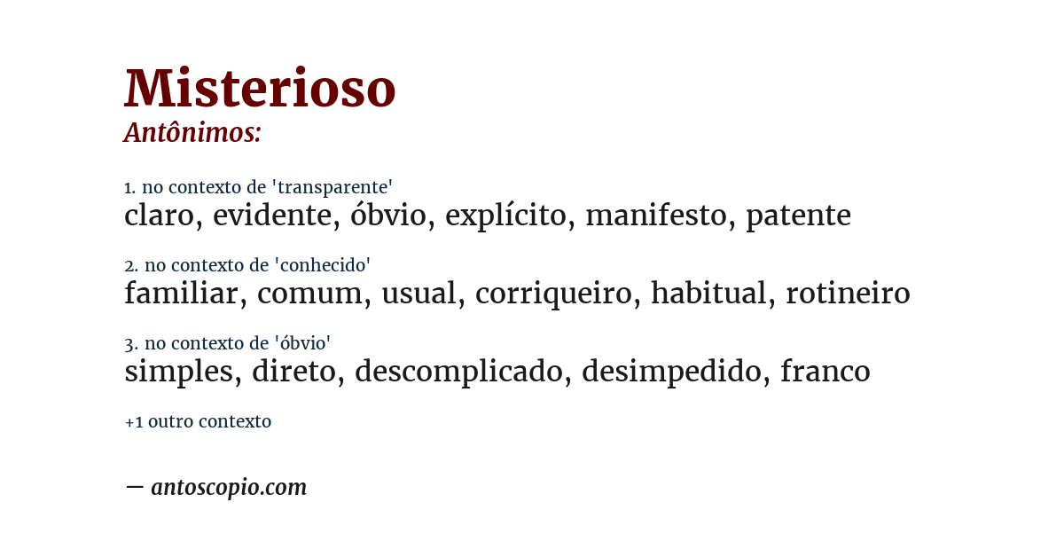 Antônimo de misterioso