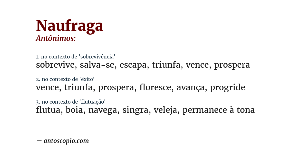 Antônimo de naufraga