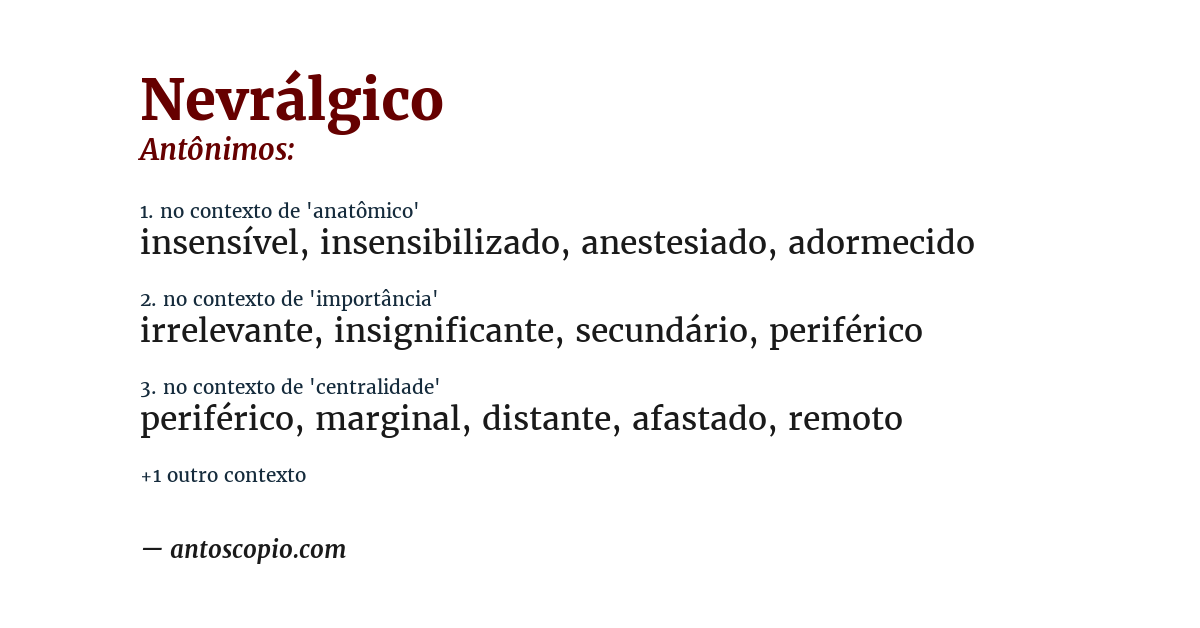 Antônimo de nevrálgico