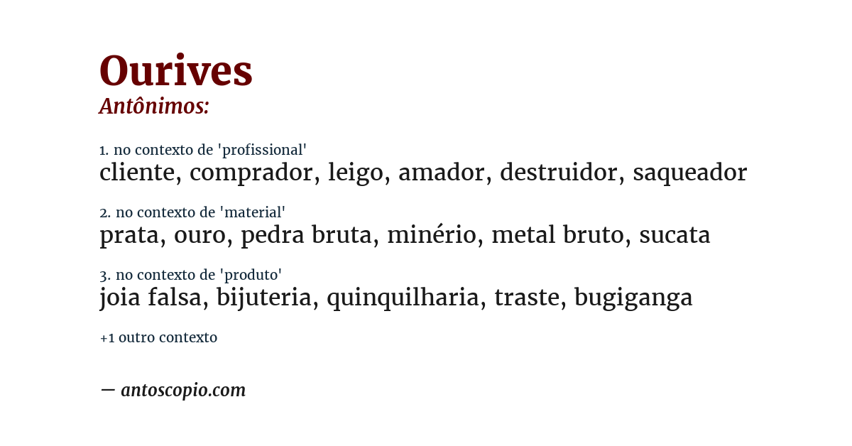 Antônimo de ourives