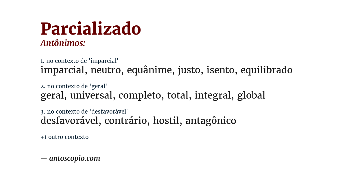 Antônimo de parcializado