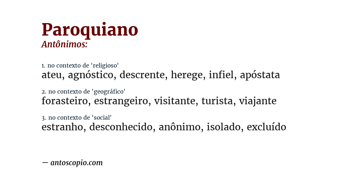 Antônimo de paroquiano