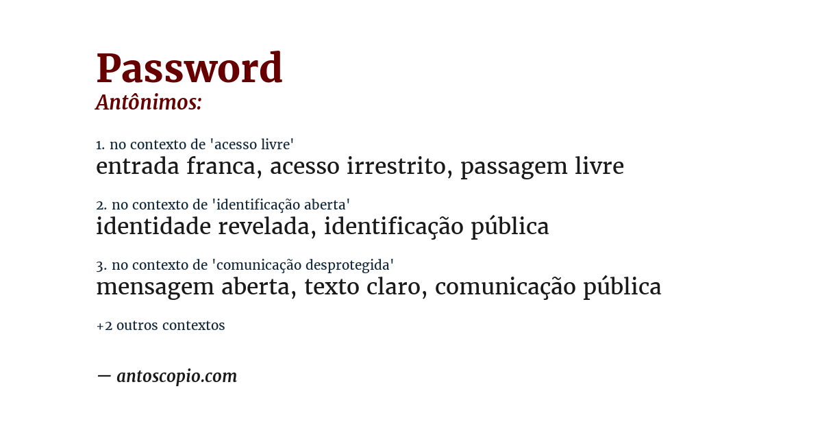Antônimo de password