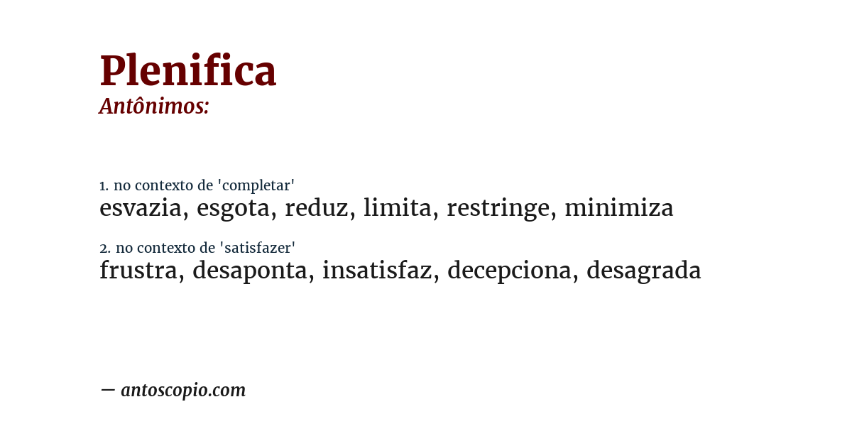 Antônimo de plenifica