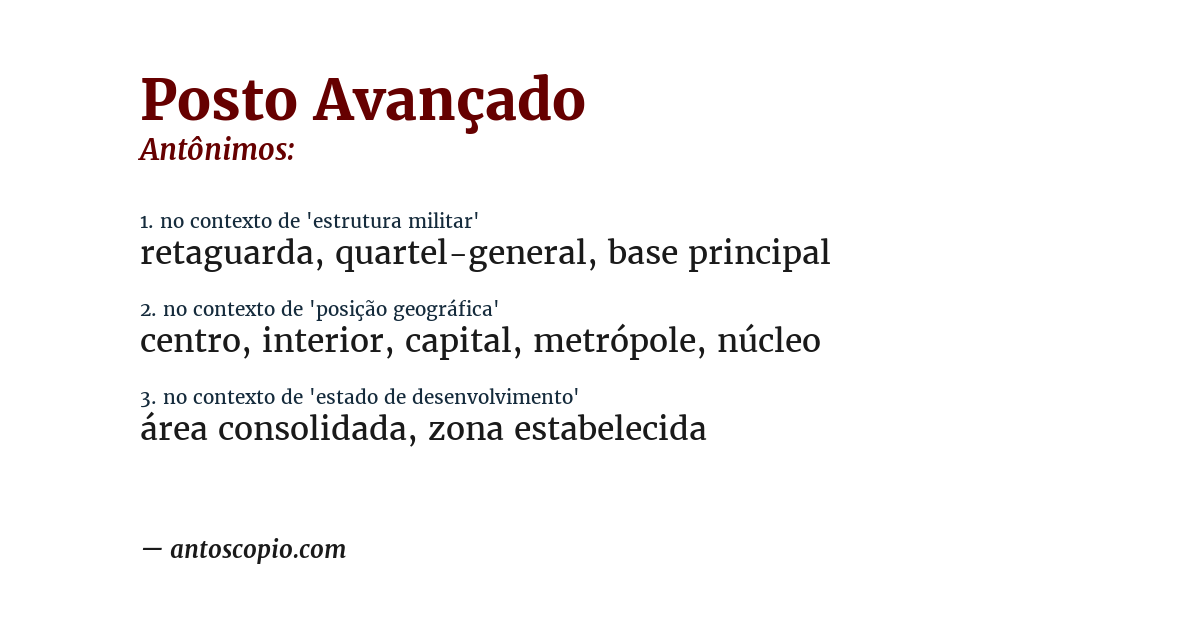 Antônimo de posto avançado