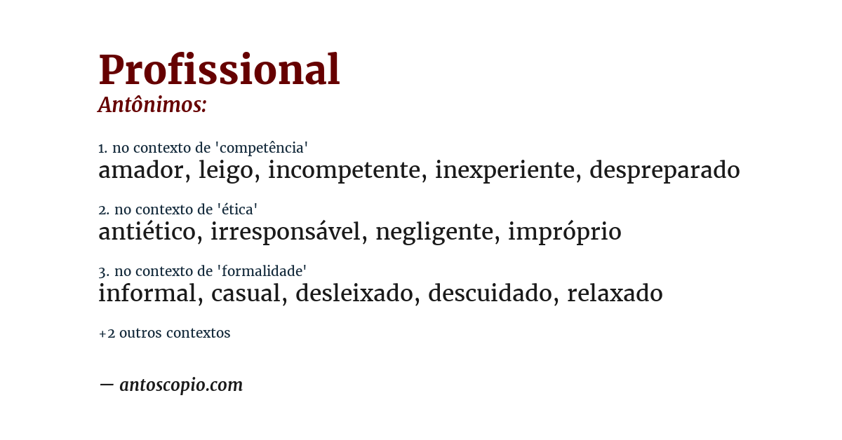 Antônimo de profissional