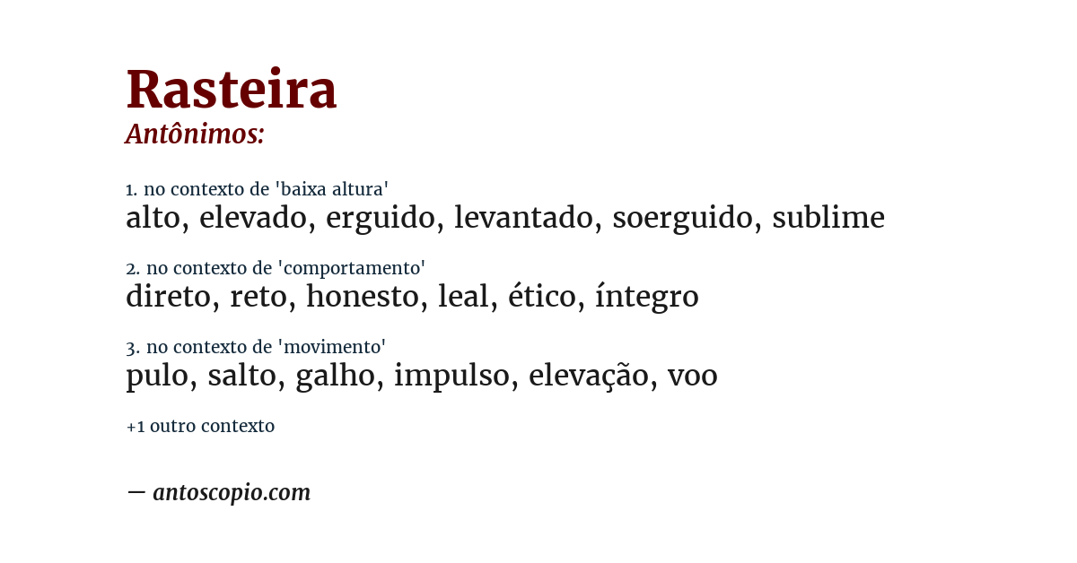 Antônimo de rasteira