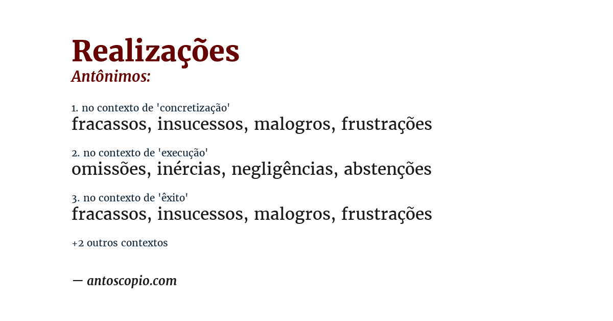Antônimo de realizações