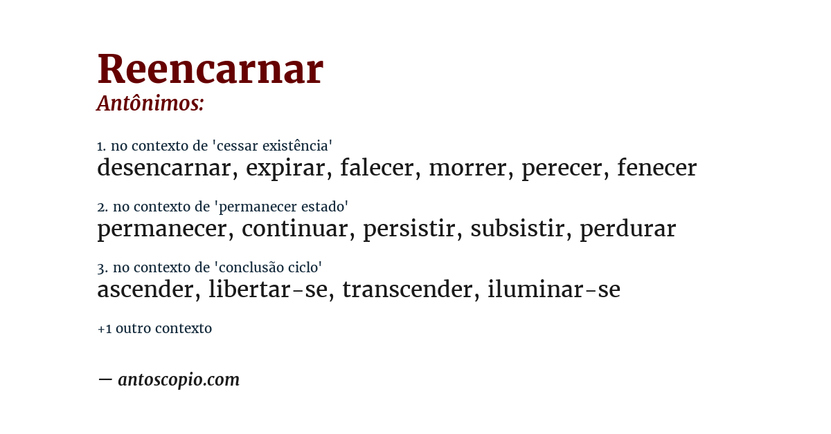 Antônimo de reencarnar