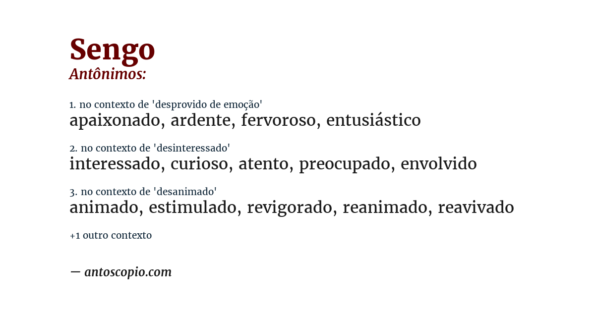 Antônimo de sengo